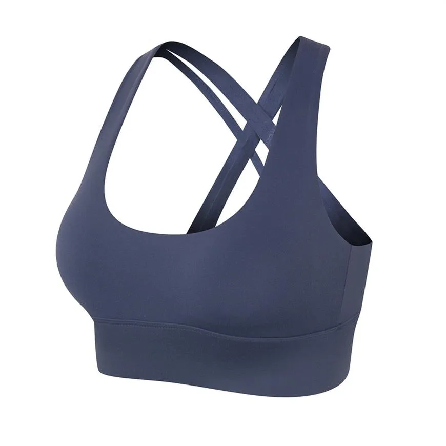 Top women workout sport bra black yoga suit Quick Dry Fitness Wear blue color WT004269V