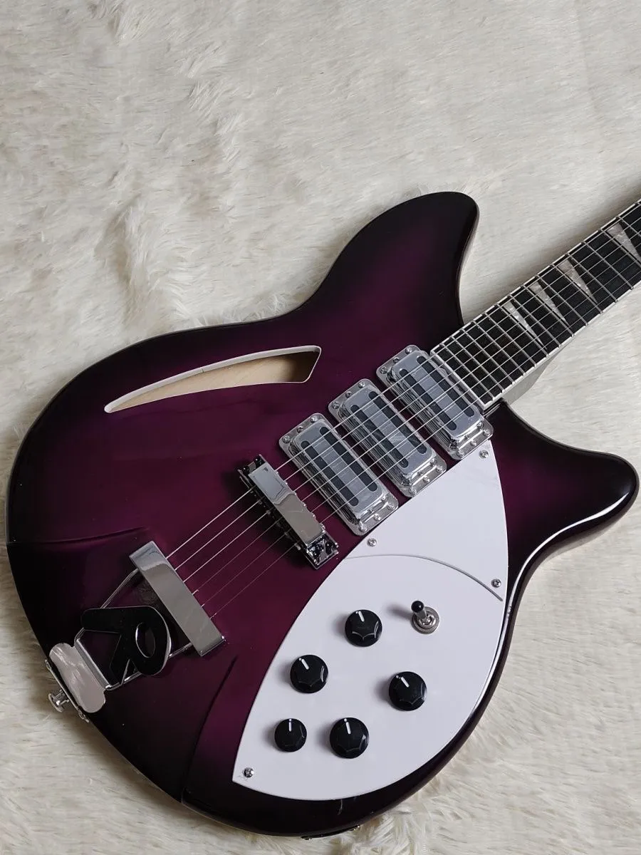 Púrpura Ricken Bucker 360 Jazz Guitarra Electric Guitar Hardware Pickguard blanco Entrega gratuita