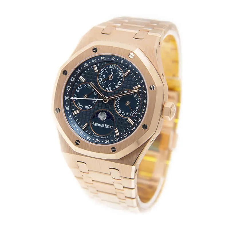 Une montre originale 1 à 1 pour hommes, marque mécanique de mode Abby Royal Oak Rose Gold Blue 26574or Oo. 1220 ou. 02 Montres-bracelets suisses Es