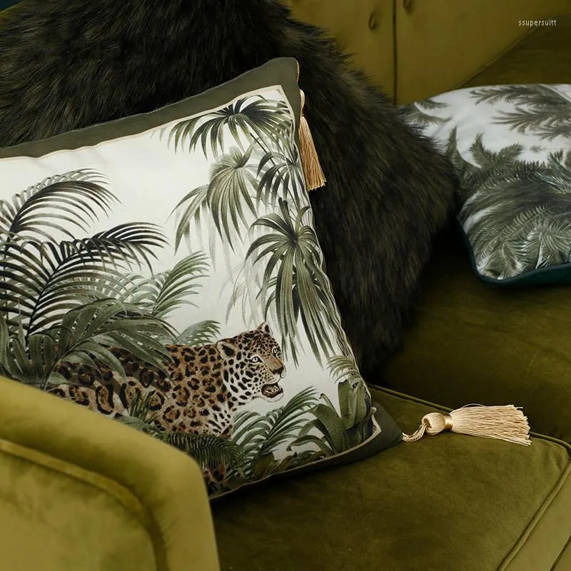 وسادة Dunxdeco تغطية تزيين العلبة الزخرفية خمر مجموعة الحيوانات الفاخرة Jungle Leopard طباعة أريكة الفراش coussin