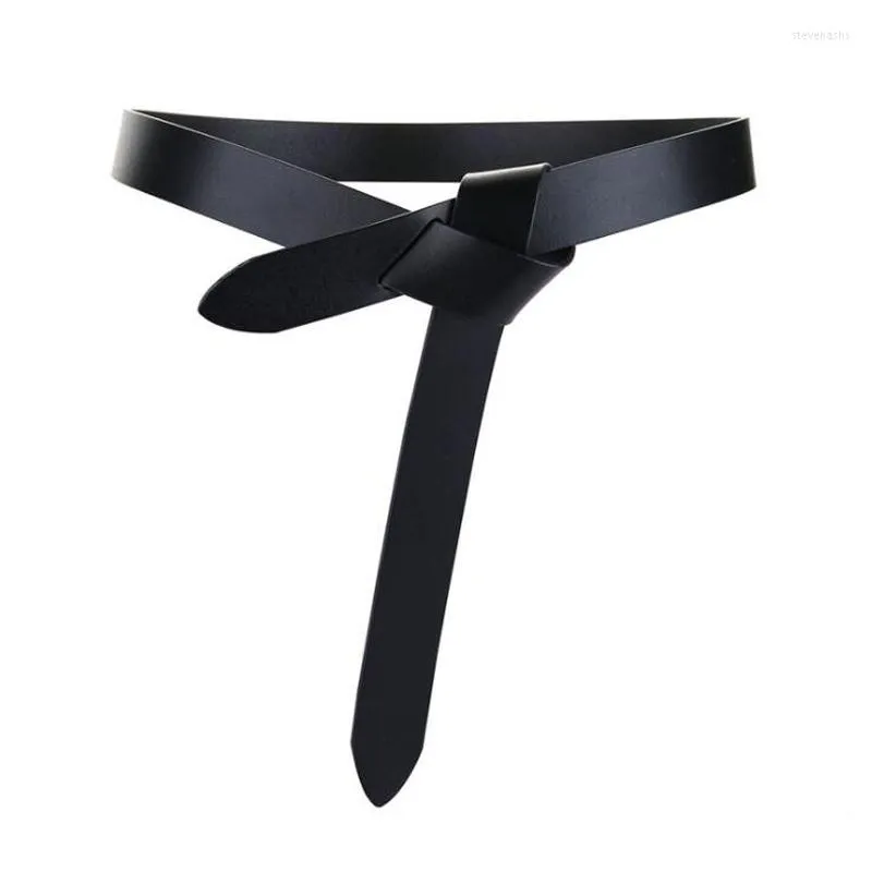 Country Western Belts Thin Leather Tie Belt Womens Fashion Belt - Main Image
