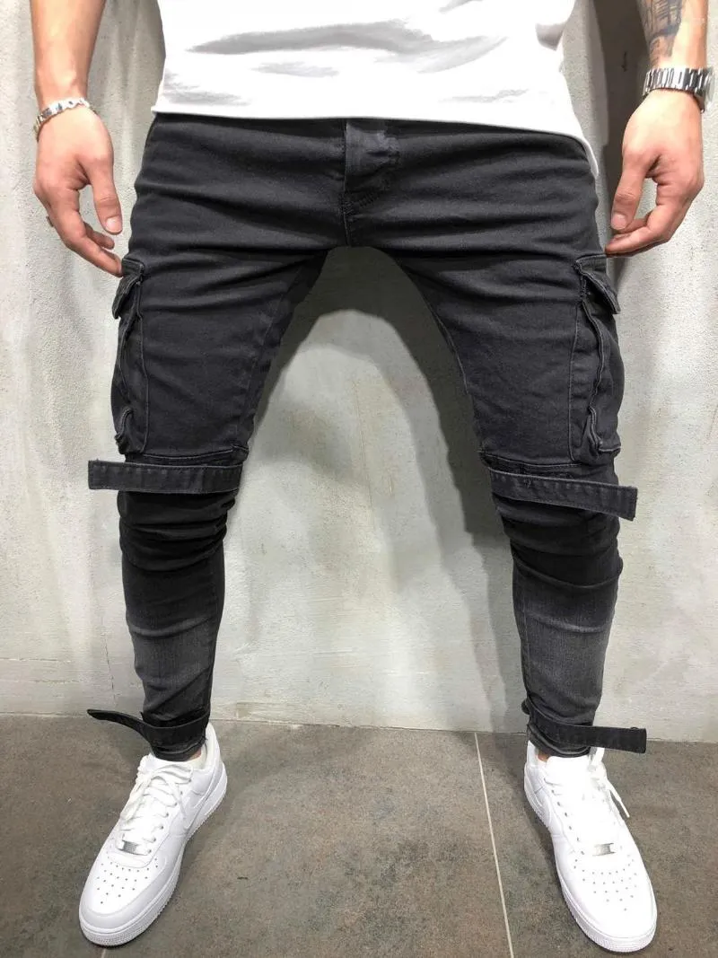 Men's Jeans High Street Men's Are Slim With Small Legs Multi-pocket And Fashionable Work