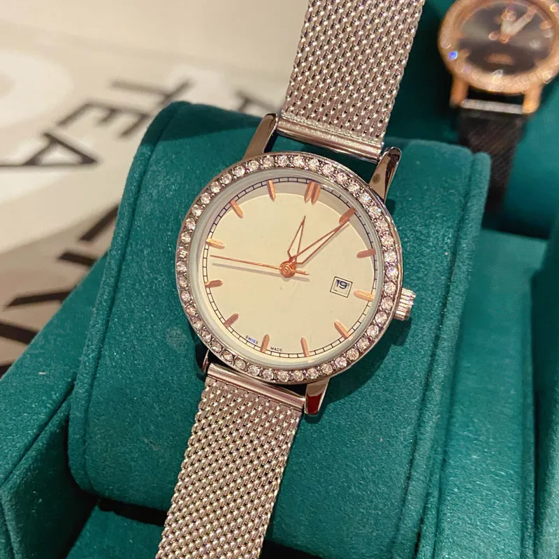 diamant femmes regarder Top marque luxe designer montres 32mm dame montres-bracelets pour femmes bande en acier inoxydable étanche montre de luxe anniversaire cadeau de Noël