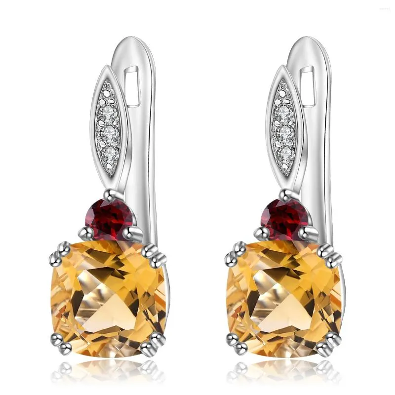 Stud Earrings GEM'S BALLET 925 Sterling Silver Birthstone For Women Wedding 5.21Ct Natural Citrine Garnet Gemstone Fine Jewelry