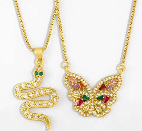 Colliers de bijoux Pendants Butterfly Snake Vierge Marie Collier Zirconi Bijoux Crystal Crystal CZ Fashion Charm 3yhx