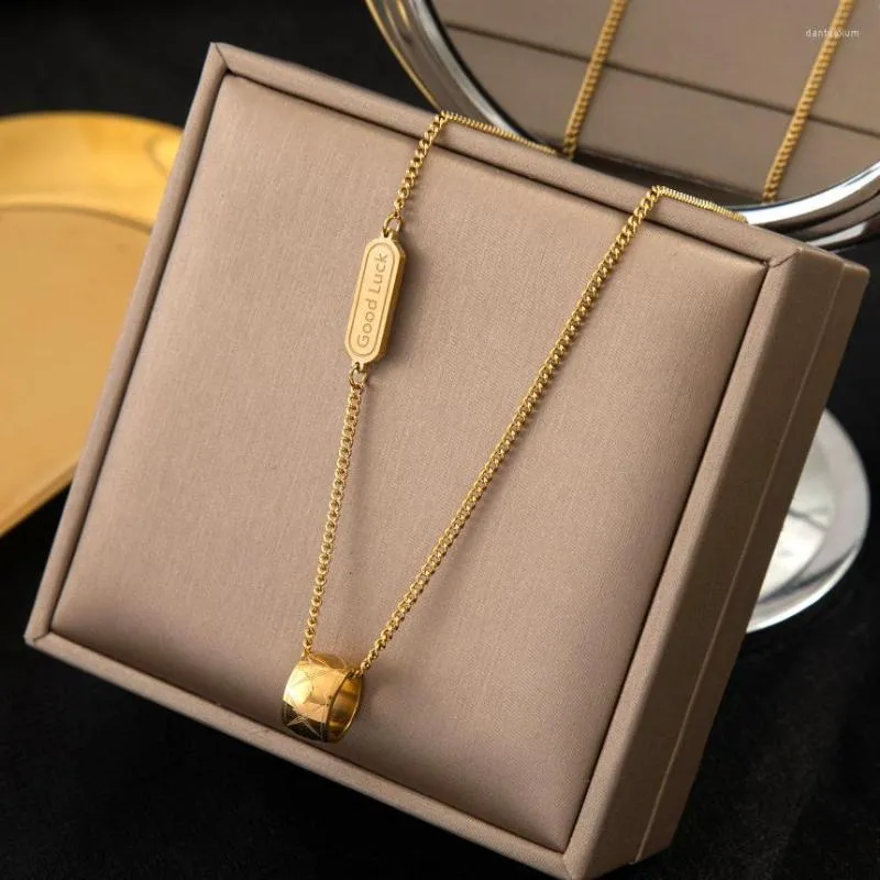 Pendant Necklaces 316L Stainless Steel Fashion Upscale Jewelry Good Luck String Roun Circle Charms Chain Choker & Pendants For Women