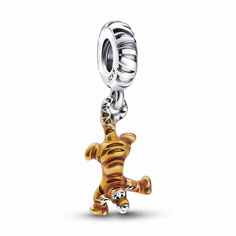 925 Silver Disny Wine The Poh Tiger Dangle Charm Pandora Emamel Moments Djur för passande mamma pärlor armband halsbandsmycken 792213c01 andy juvel