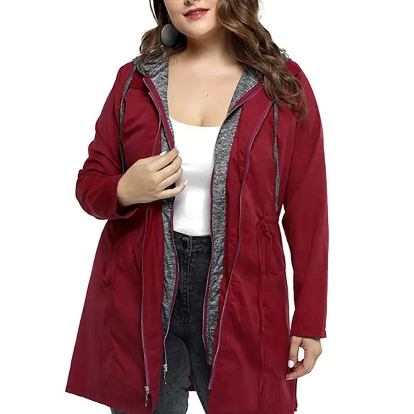 Women's Trench Coats YISOLIFE Clothing Midlength Windbreaker Slim Fit Fake Two Jackets Female Large Size With Hood Cotton Casual Coat 220902