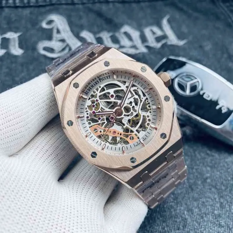 Luxury Mens Mechanical Watch Fashion Automatic 316 Rostfritt stål Rem Hollow Design Avant-Garde Swiss Es Brand Wristwatch