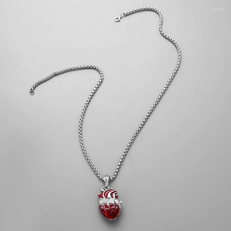 Anhänger Halsketten rote menschliche Herz Halskette Leuchtende offenbare Box Schlüsselbein Kette Zier für Frauen Mädchen Geburtstag Geschenk