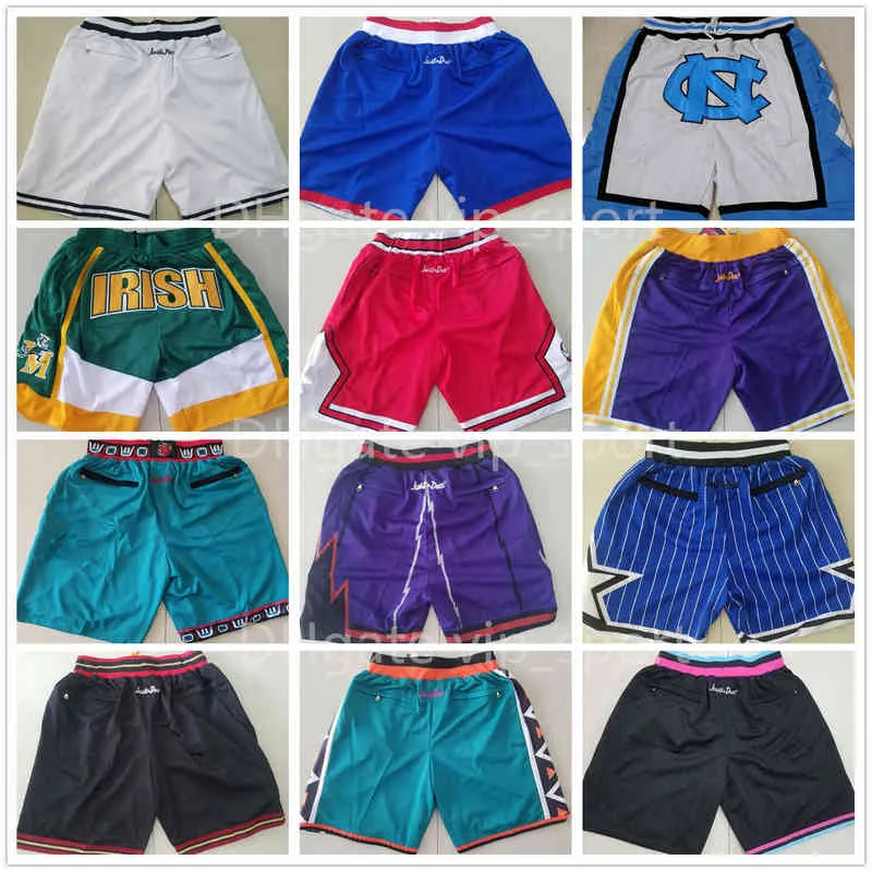 Running shorts Team basketbalshorts Just Short Don Sport Wear Hip Pop Pants met Pocket Zipper zweetbroek Blue Wit BCK Red Purple Men Stitch Goede maat S-XXXL