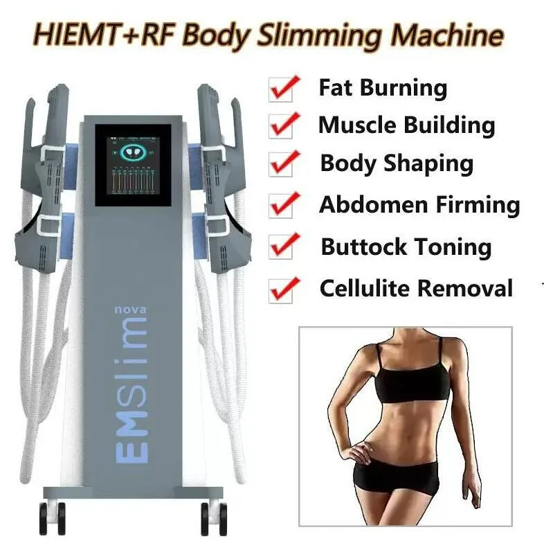 Original Electro Magnetic Muscle Stimulation Slimming Machine Fat Burning Body Contouring Muskler Tr￤ning RF 4 Handtag med Hip Emslim Buttock Lift Sculptor