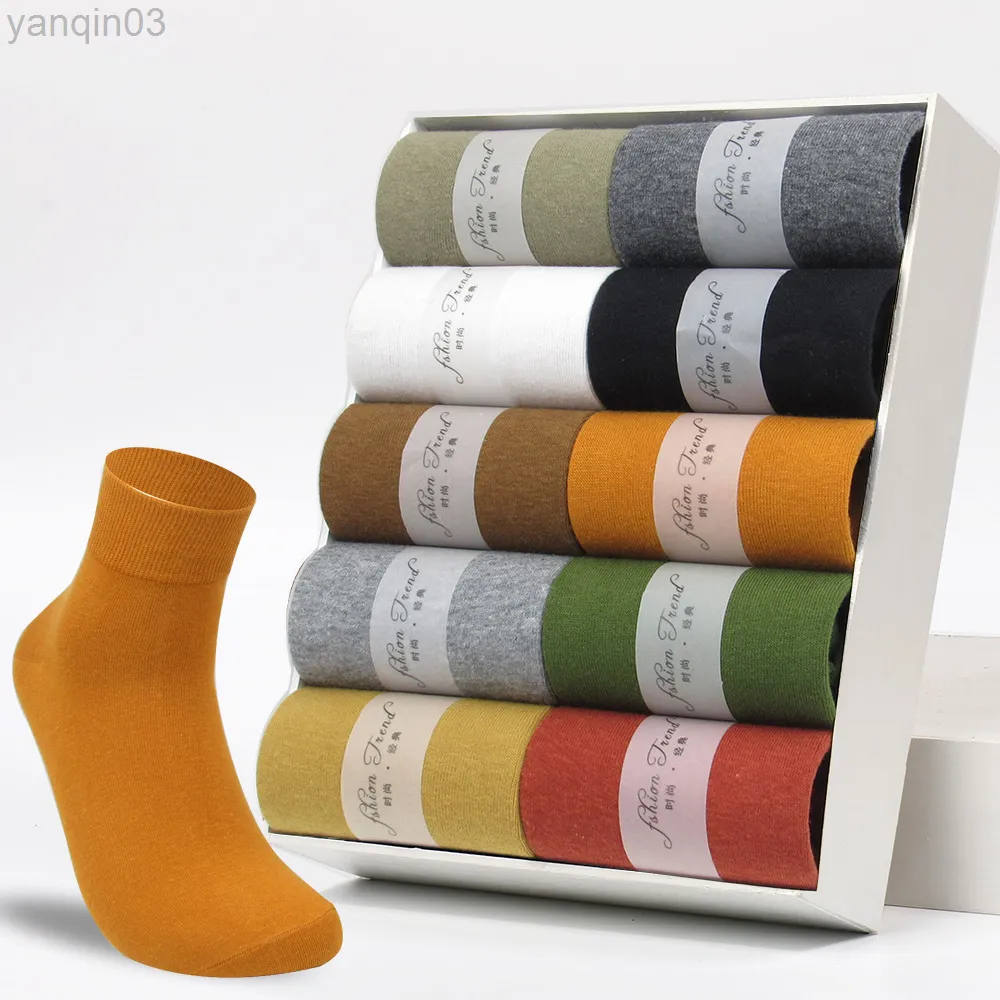 Chaussettes athlétiques 10 paires de coton de haute qualité japonais hommes chaussettes colorées nouvelle marque décontractée robe d'affaires chaussettes heureuses pour homme cadeaux Sox L220905