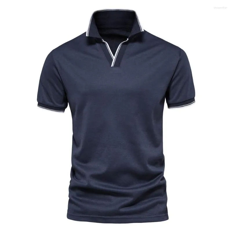 Men's Polos 2022 Men's Plain Short Slave-G-decote V moda de moda clássica de negócios casual roupas de verão