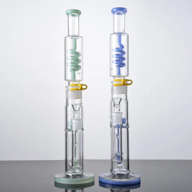 BIG GLASS BONG HEADY HOCKAHS PERC PERCOLATOR WATE PIPES 18mm 암 조인트 오일 DAB 그릇이있는 GOLESALE BONGS Straight Tube