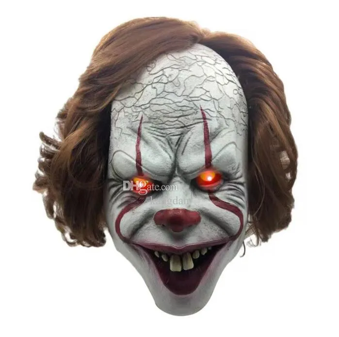 Movie Stephen clown masks supper Horror Pennywise Joker Mask Tim Curry full fcae headwear Cosplay Halloween Party Props LED Luminous Mask