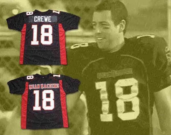 American College Football Wear Heren Paul Crewe 18 Longest Yard Mean Machine Jersey Voetbal Filmuniformen Volledig gestikt Team Zwart Maat Mix