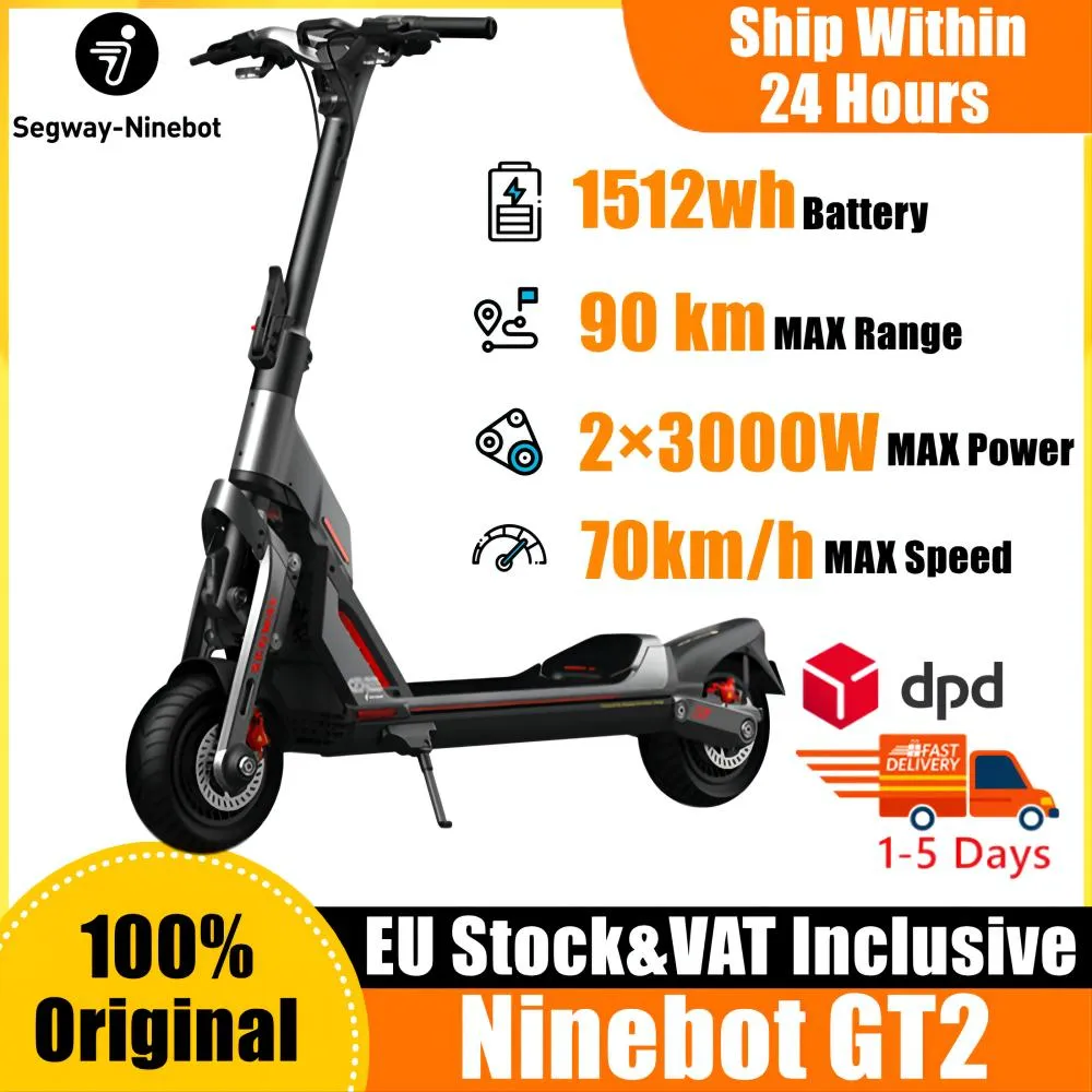 AB Hisse Senedi Elektrikli Kick Scooter Ninebot by Segway GT2 Süper Akıllı KickScooter 6000W Çift Motorlu 90km Menzil 70km/s GT2P Hidrolik Fren Yağı PM-OLED Şeffaf Ekran