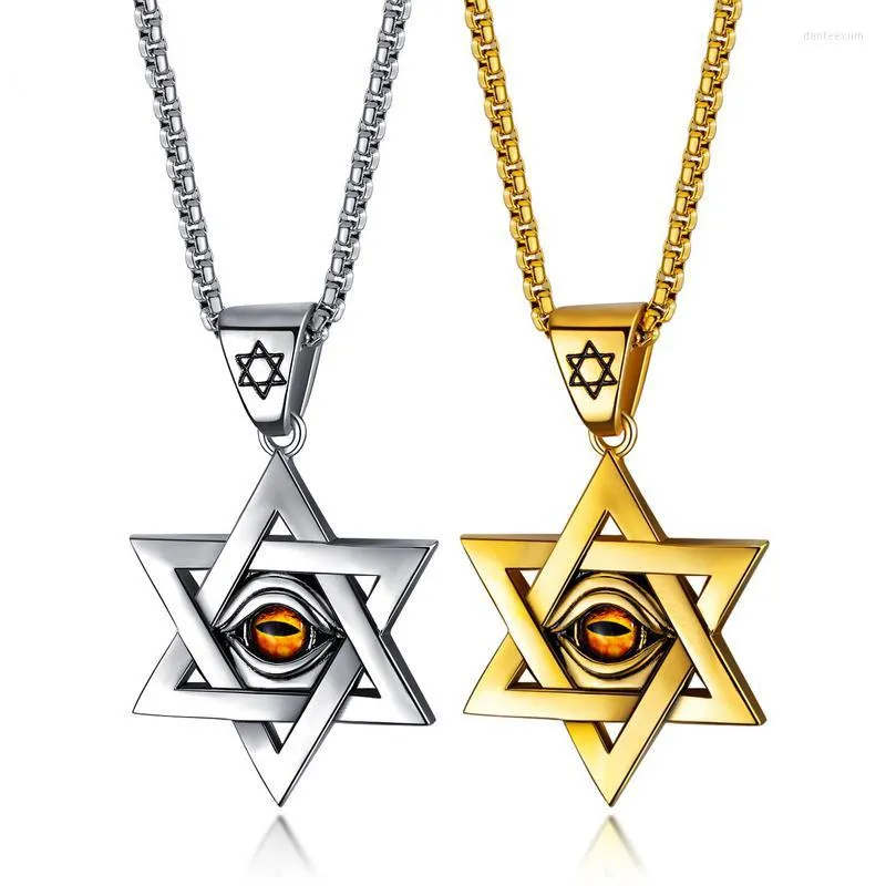 Pendant Necklaces Creative Trendy Six Pointed Star Necklace For Men Personality Demon Eye Stainless Steel Fashion Boy Jewelry Gift