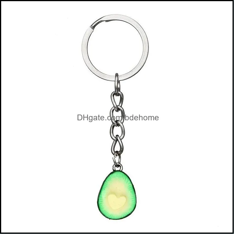 Nyckelringar Miljövänlig mjuk lera avokado Keychain Fashion Par Fruktsmycken Söt charm halsbandset Penda DHSeller2010 DHWFQ