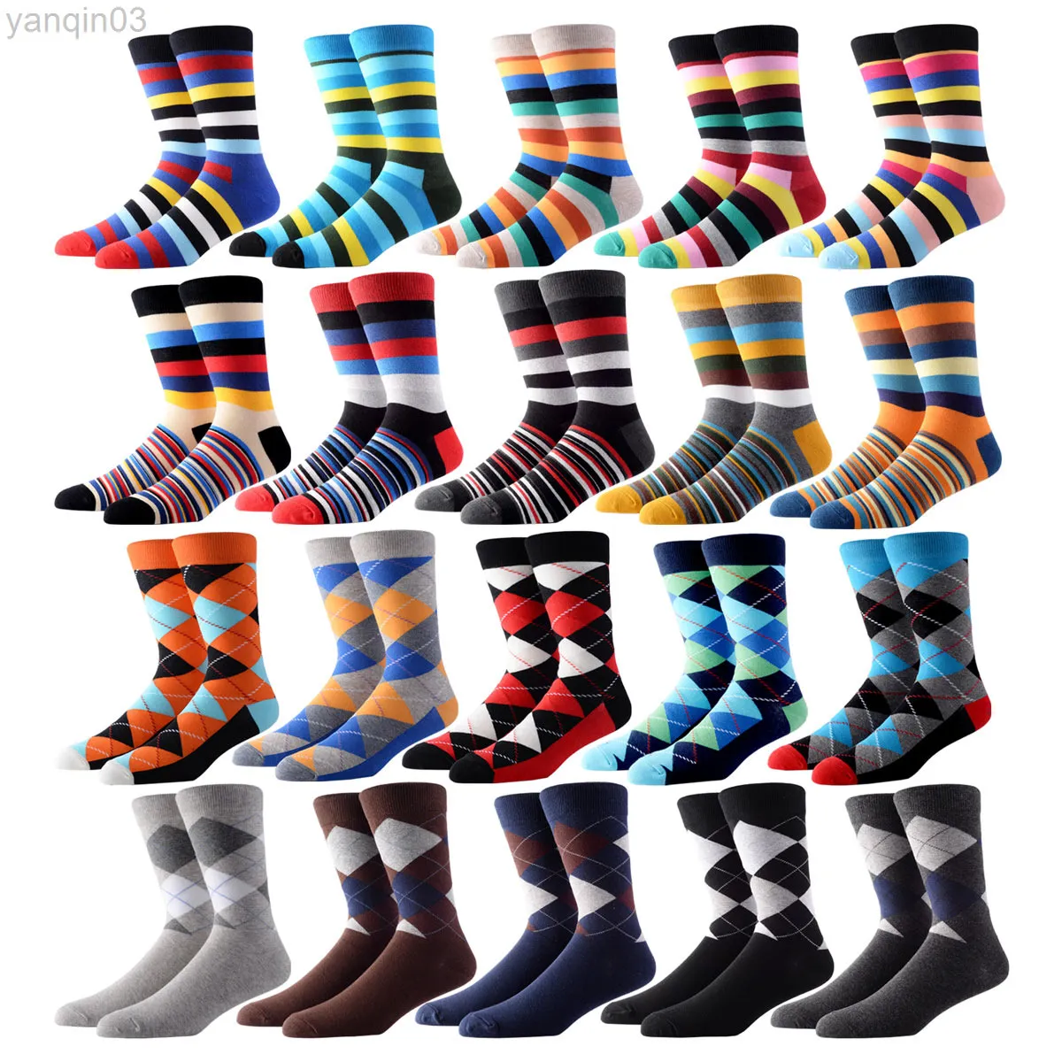 Chaussettes Athlétiques 5-10 Paires Hommes Chaussettes Casual Gentleman Couleur Puzzle Heureux Dans Le Style Stripe Affaires Drôle Robe De Soirée Chaussette En Coton Cadeau De Noël L220905