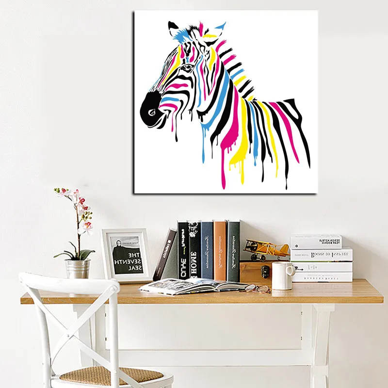 HD Prints Abstract Zebra Colorful and Black Watercolour Oil Painting on Canvas Art Wall Picture for Living Room Sofa Cuadros (2)