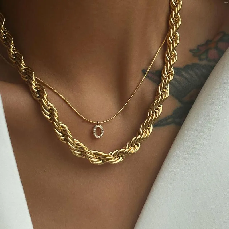 Chains 2022 Dasein ACC Ins 18k Gold Plated Tarnish Free Stainless Steel 8MM Singapore Twist Chain Necklace Waterproof Jewelry For Women