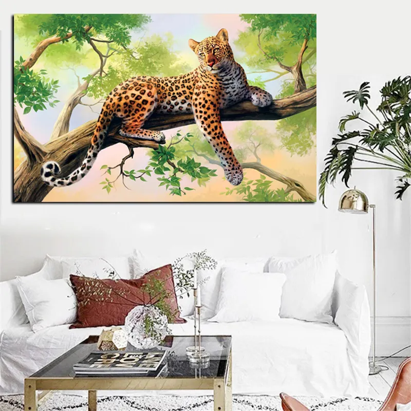 HD tryck målning väggkonst djur leopard landskap oljemålning på duk modern vägg cuadros dekor bild affisch för vardagsrumsdekor