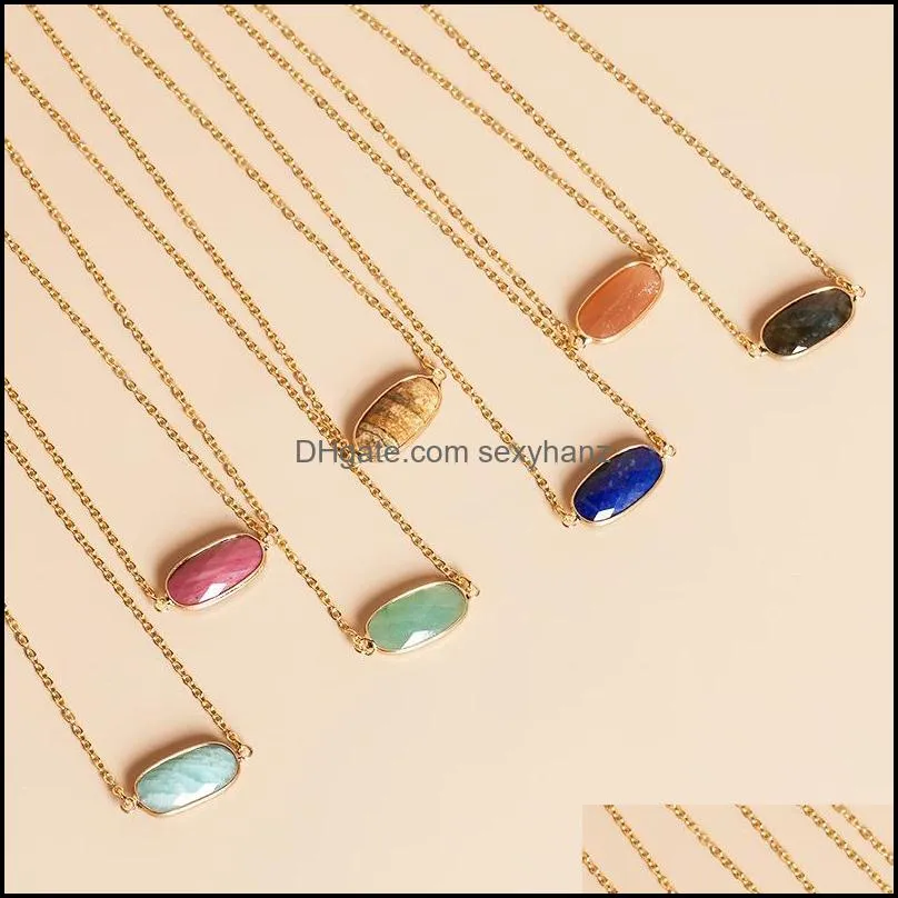 Hänge halsband naturliga stenhänge druzy crystal halsband guld oval stil ametist rose kvarts chakra helande smycken för kvinnor dhlfs