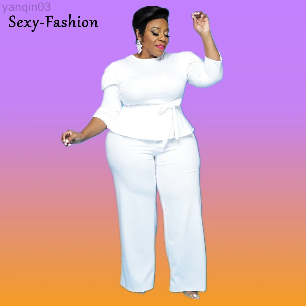 Survêtements de grande taille pour femmes XL-5XL 2022 Automne Plus Taille Ensemble Femmes Vêtements Casual Dames Haut et Pantalon Convient aux femmes Deux pièces Tenues en gros Dropshopping L220905