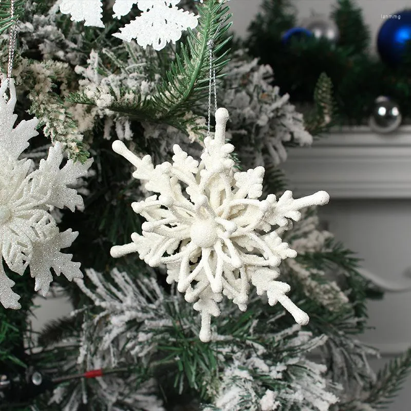 Décorations de noël flocon de neige, ornements en plastique blanc, décoration d'arbre joyeux pour la maison, pendentifs de noël, bonne année 2023