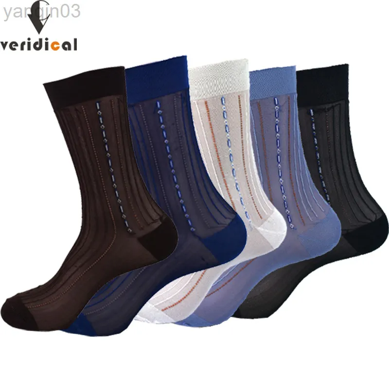 Chaussettes Athlétiques Veridical 10 Couples / Fête Grande Taille D'été Hommes Nylon Mince Respirant Soie Travail D'affaires Robe De Soirée Longue L220905