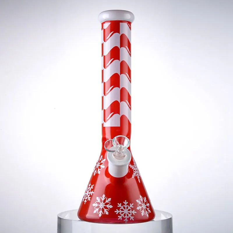 13 Inch Big Hookahs Christmas Style Glass Bongs Straight Tube Oil Dab Rigs Xmas Water Pipes Ice p Pinch 18mm Female Joint