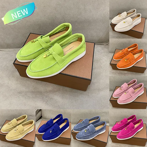 مع صندوق أحذية رجالي فستان صيفي Charms Walker White Sole Loafers Pink Sand volt White Black Fuchsia Blue wave Beige Top Men Women Flat Designer sneakers