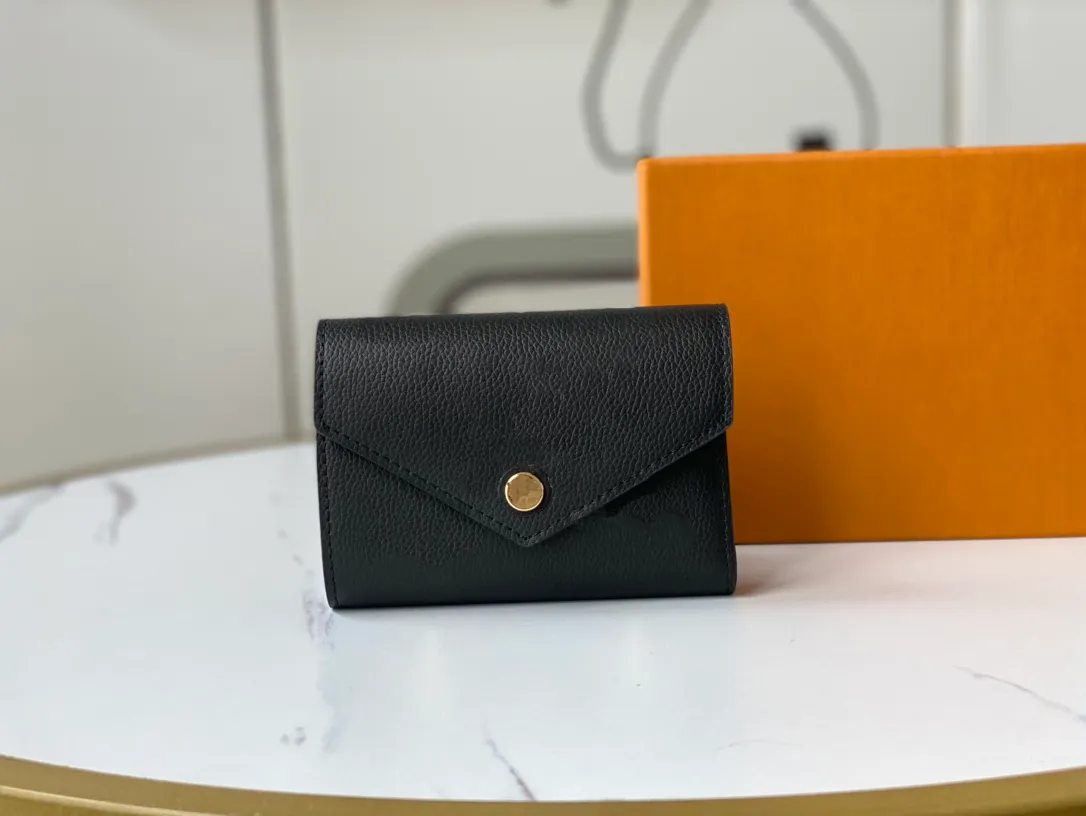 Alta Qualidade Luxurys Designers Carteiras Bolsa Bolsa Moda Curta Victorine Carteira Duas Cores Impressão Carta Clássico Pallas Cartão Hold233p