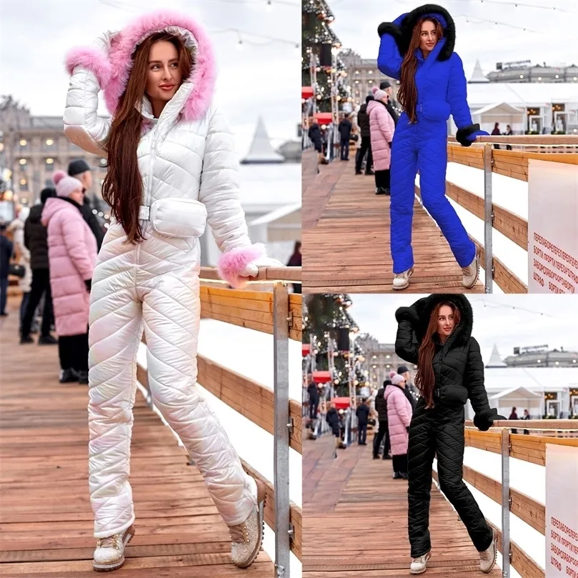 Womens Jumpsuits Rompers Winter Ski Suit Women Fashion Casual Thick Snowboard Skisuit Outdoor Sports Zipper Ski Suit 220902