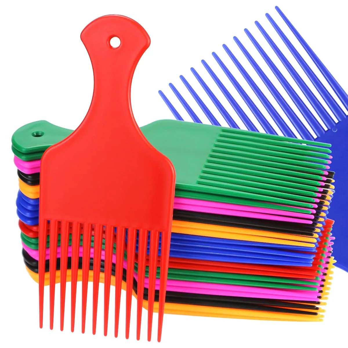 Escovas de cabelo pick wide pente de pente de plástico de 6 polegadas para cabelos encaracolados Salão de cabeleireiro afro