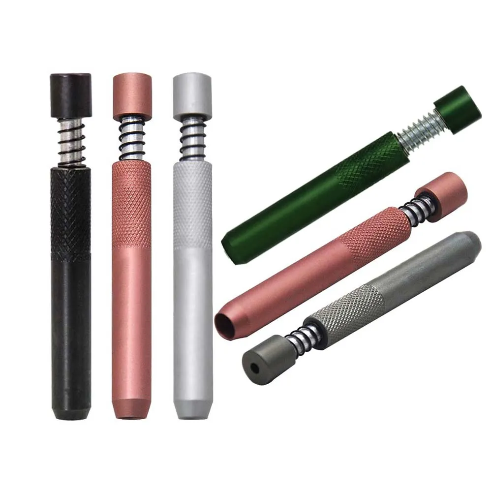 Mini Aluminum Smoking Cigarette Dugout Pipes HORNET Metal One Hitter Bat Spring Length 78MM Tobacco Dry Herb Pipe