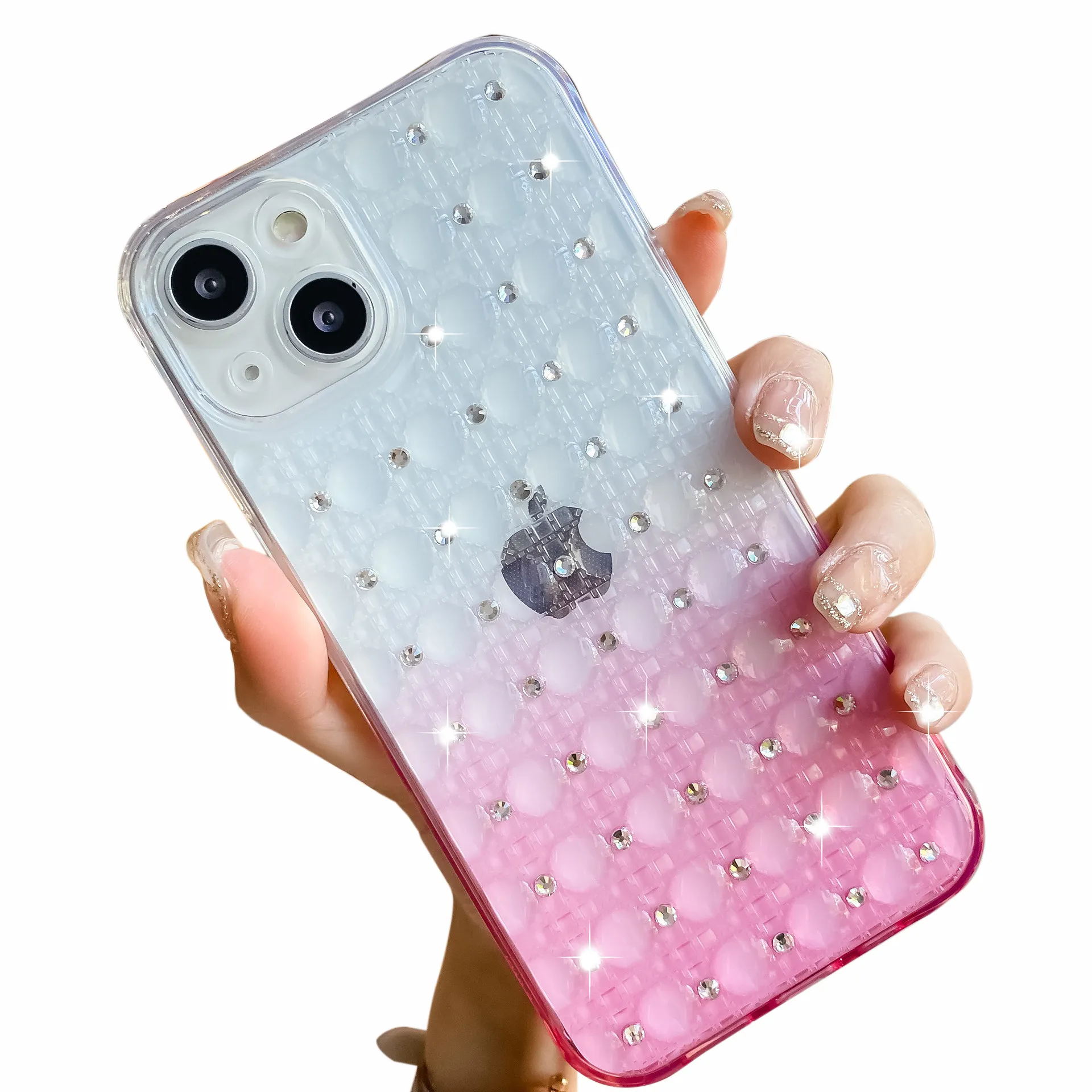 Gradient Inlaid Diamond Phone Cases Rhinestones Transparent For iphone 14 Pro Max 13 12 11 Xs XR Luxury Ladies Bling Cover Anti Drop