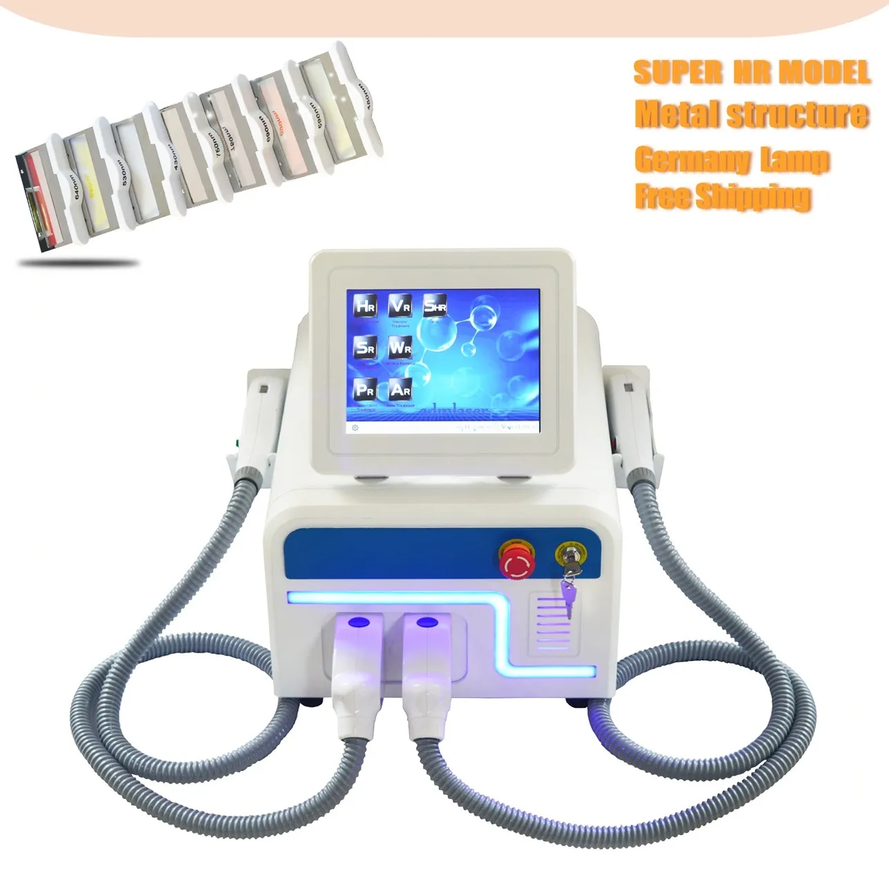 Portable elight ipl hair removal Two handles beauty machine for beauty salon clinic and studio