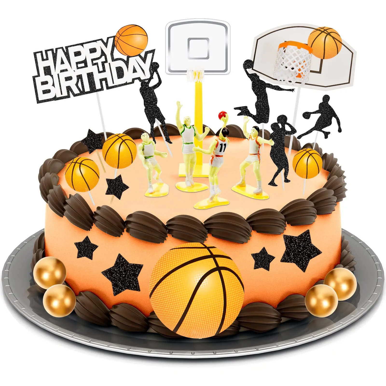 Outros suprimentos festivos de festas l Bolo de basquete Toppers Decora￧￣o de tema Decora￧￣o para meninos Men Birthday Sports Drop Deliver Mxhome amvjg