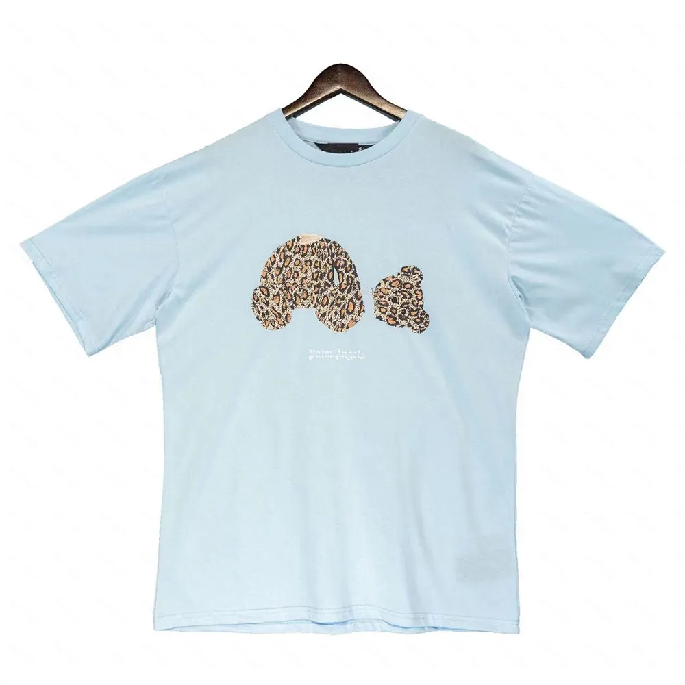 Palms Angels T-Shirts 22SS Leopardenmuster Brief Logo Lose Lässige Unisex Rundhals Kurzarm Männer Frauen Liebhaber Stil Freund Geschenk T-Shirt 02