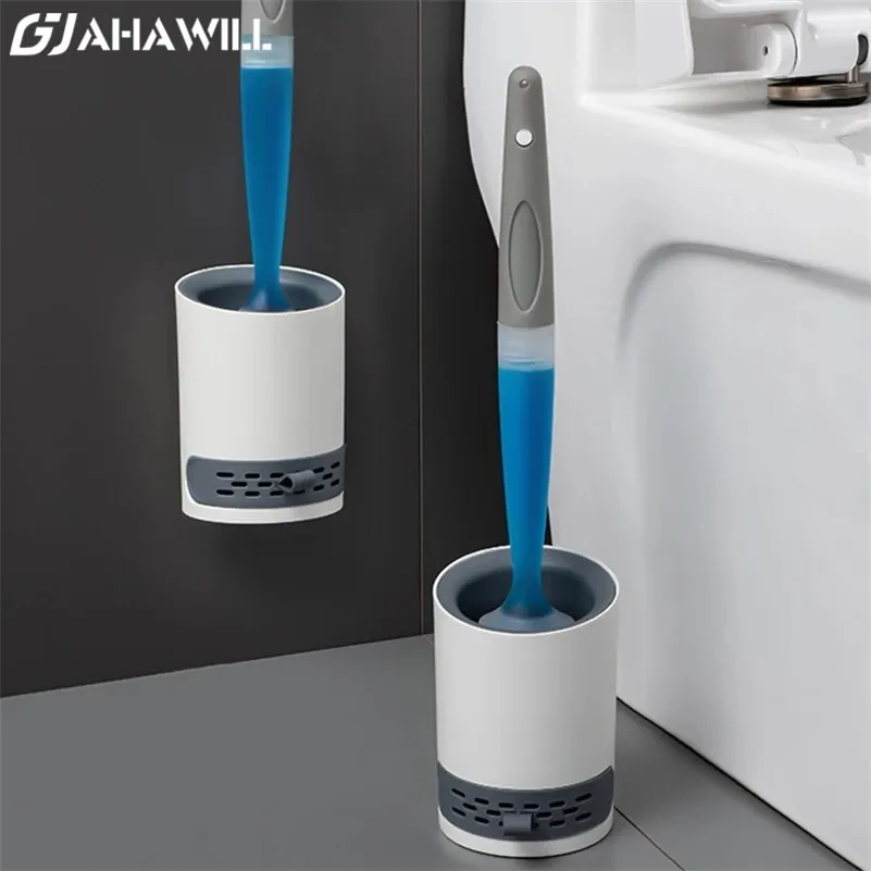 AHAWILL Recharge Brosse de Toilette en Silicone Liquide Brosse de Nettoyage Murale à Long Manche pour Outil de Nettoyage de Salle de Bain Accessoires de WC 220902