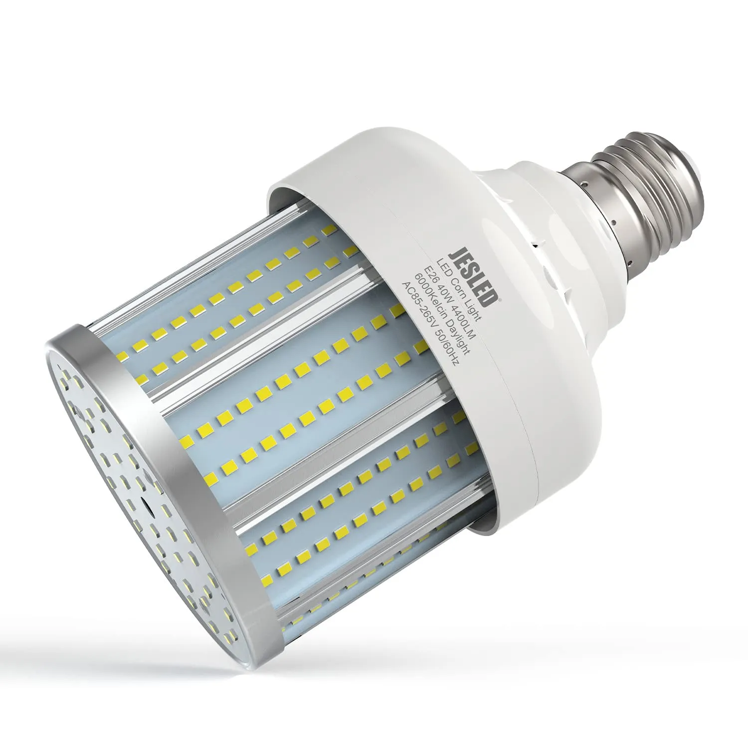 JESLED 280W Equivalent E26 LED Corn Bulb E26/E27 Medium Base 40W 4400 Lumens 6000K Large Area Cool Daylight White Indoor Outdoor Garage Warehouse Factory Porch