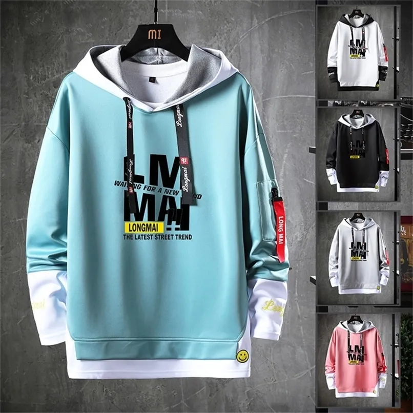 Moletons masculinos moletons harajuku moletons homens japonês estilo hip hop casual streetwear letra imprimida machos de ombro gotejados 220905