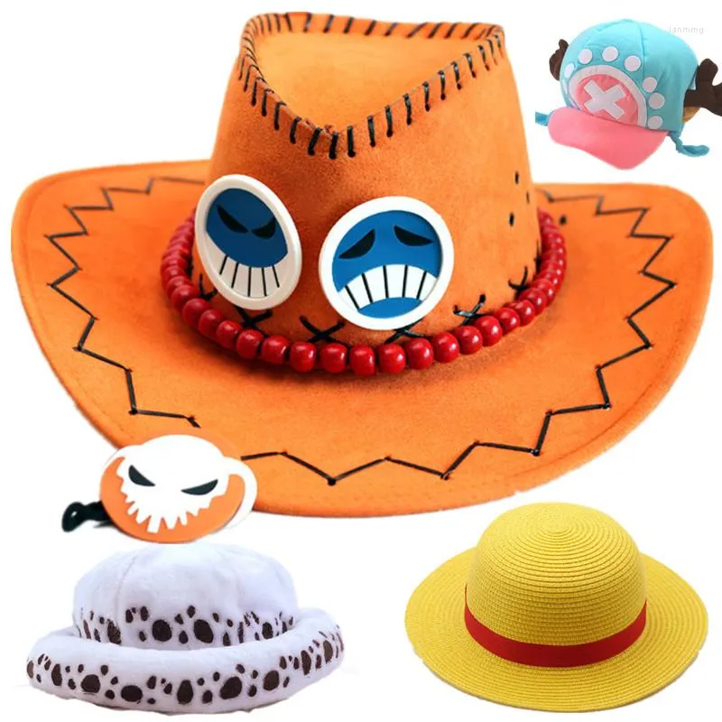 Parti Maskeleri TEK PARÇA Portgas D Ace Maymun Luffy Tony Chopper Trafalgar Hukuk Şapka Cosplay Yetişkin Unisex Kap çizgi film kostümü Aksesuarları