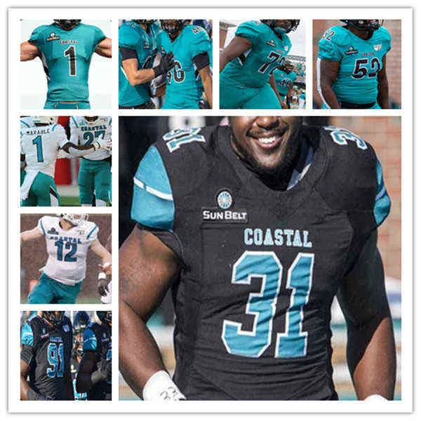 American College Football-kleding 2021 Coastal Carolina College Football-shirt Grayson McCall CJ Marable Shermari Jones Kameron Brown Sam Denm