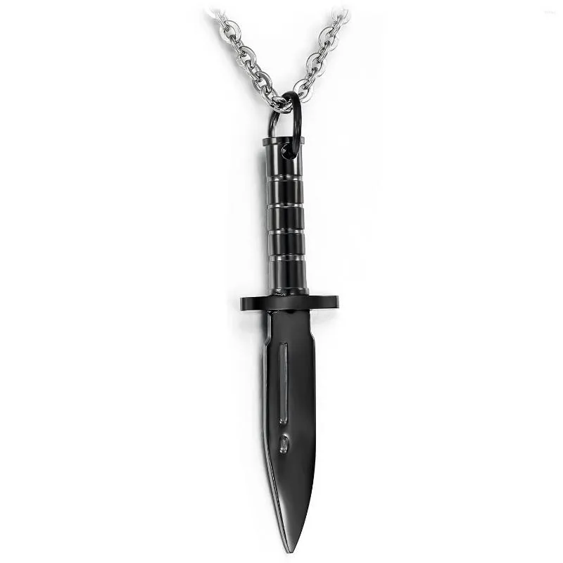 Colares de pingentes de aço puro com caracteres de cadeia Dagger titanium colar masculino preto