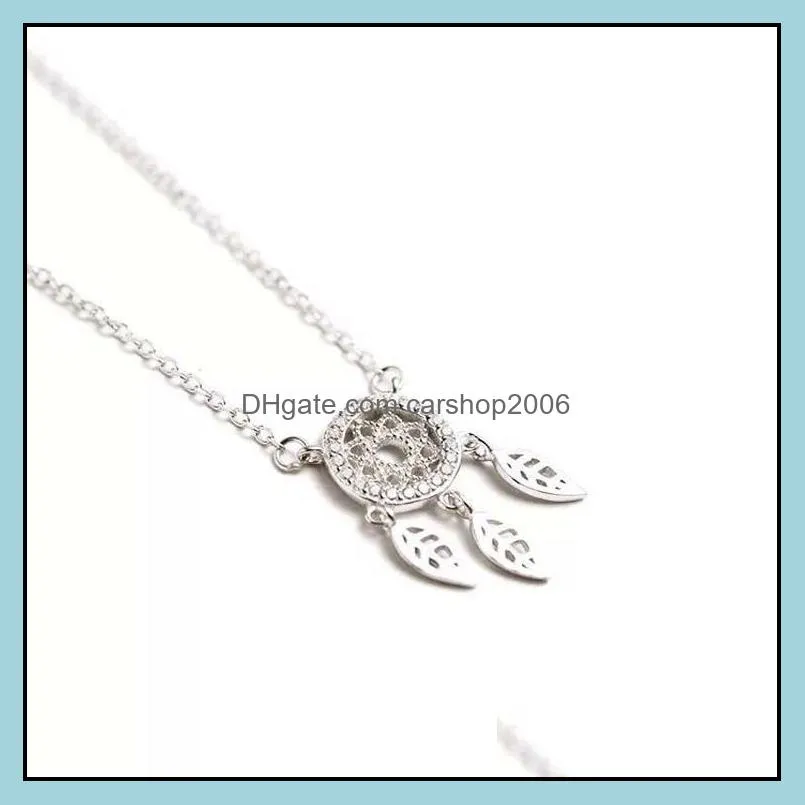 Dreamcatcher Feather Small Pendant Necklace 925 Sterling Silver