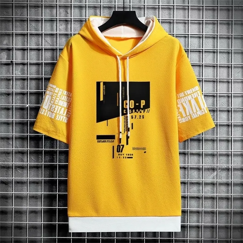 Herren Hoodies Sweatshirts Japan Stil Herren Hoodies Mode Streetwear Kurzarm Kapuzen Sweatshirts Männer Casual Harajuku Drucke Männer Kleidung Hoodies 220905